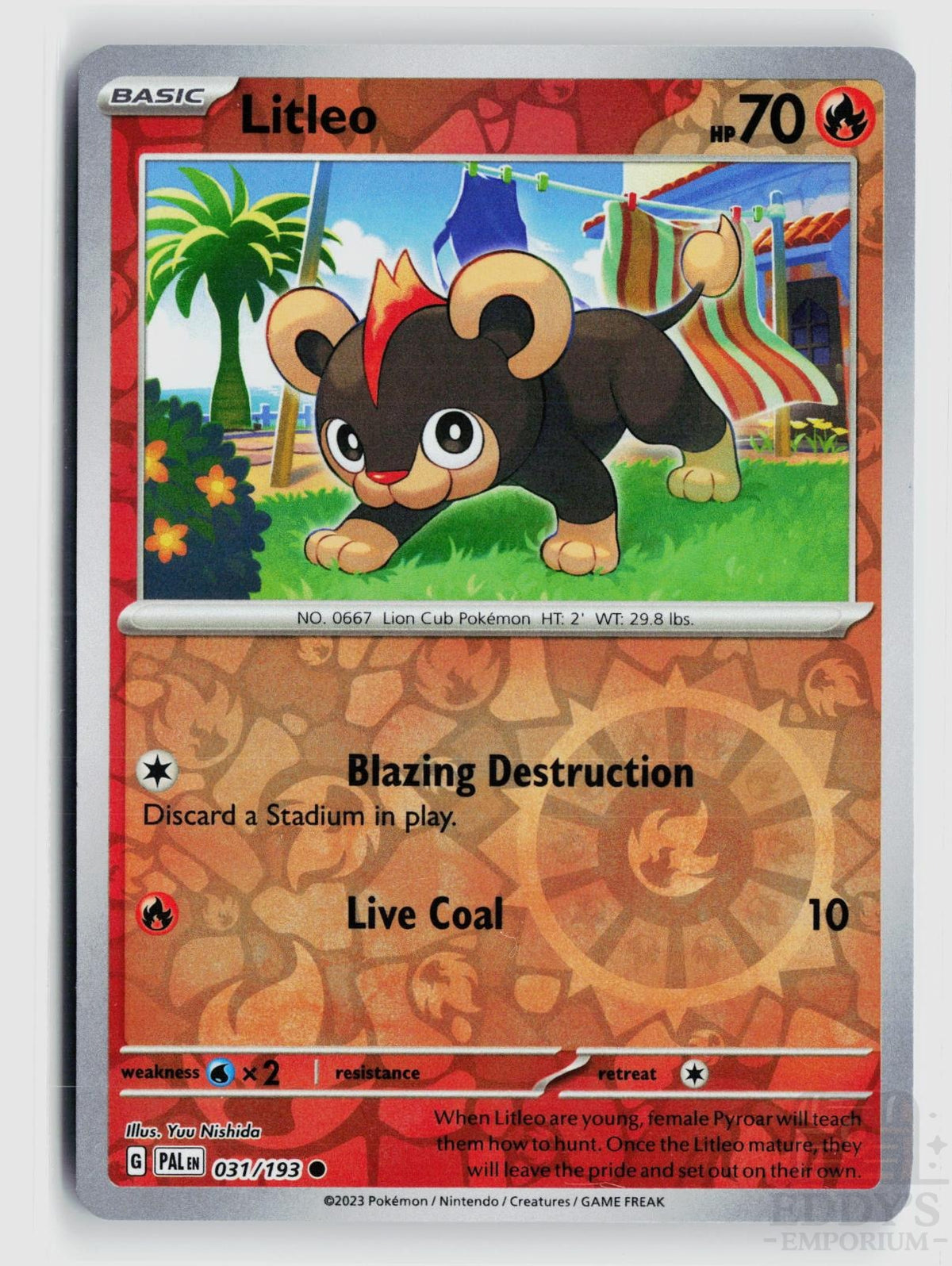 Litleo 031/193 Paldea Evolved Pokemon Reverse Holo Common NM
