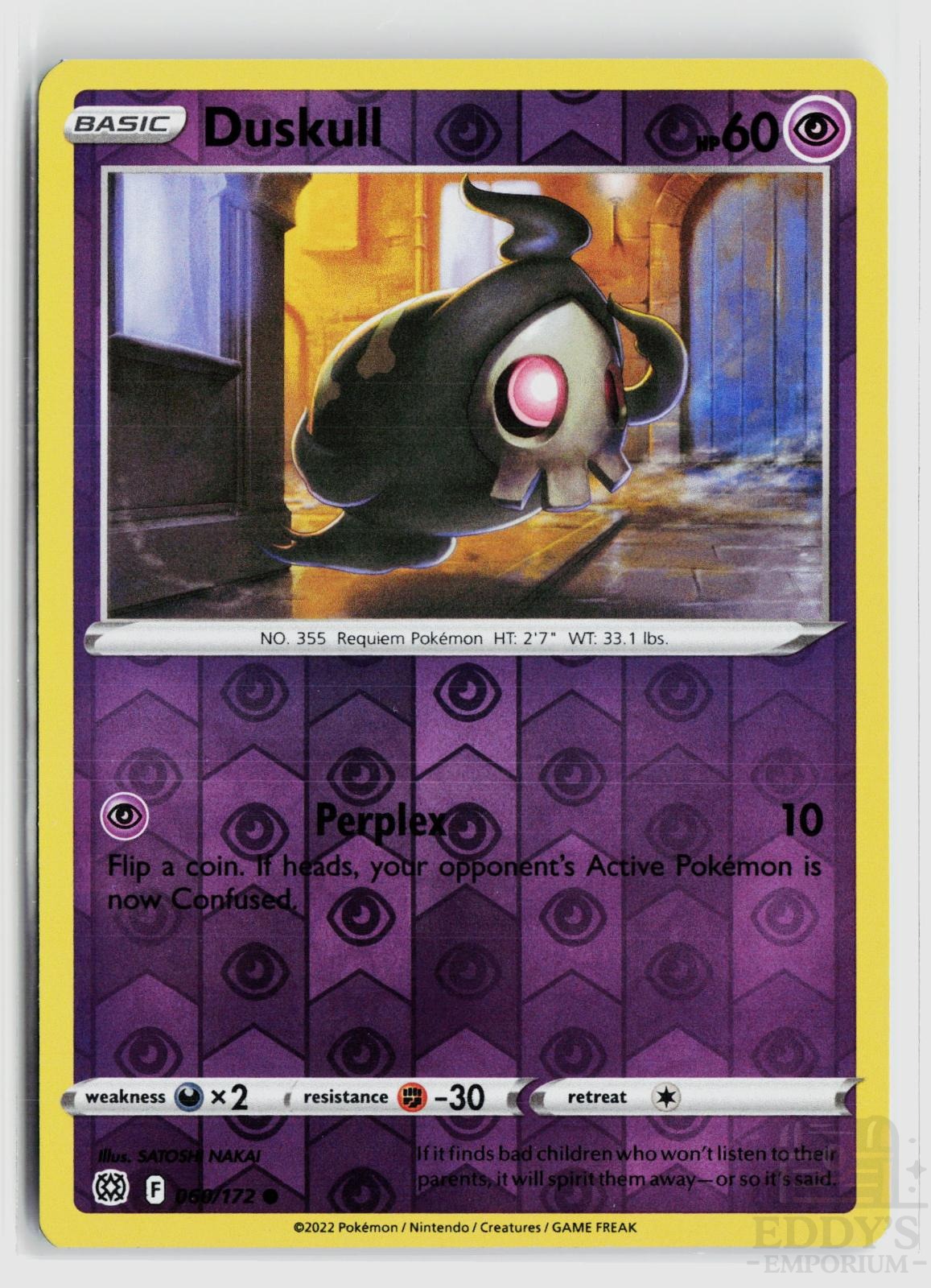 Duskull 060/172 Brilliant Stars Pokemon Reverse Holo Common NM