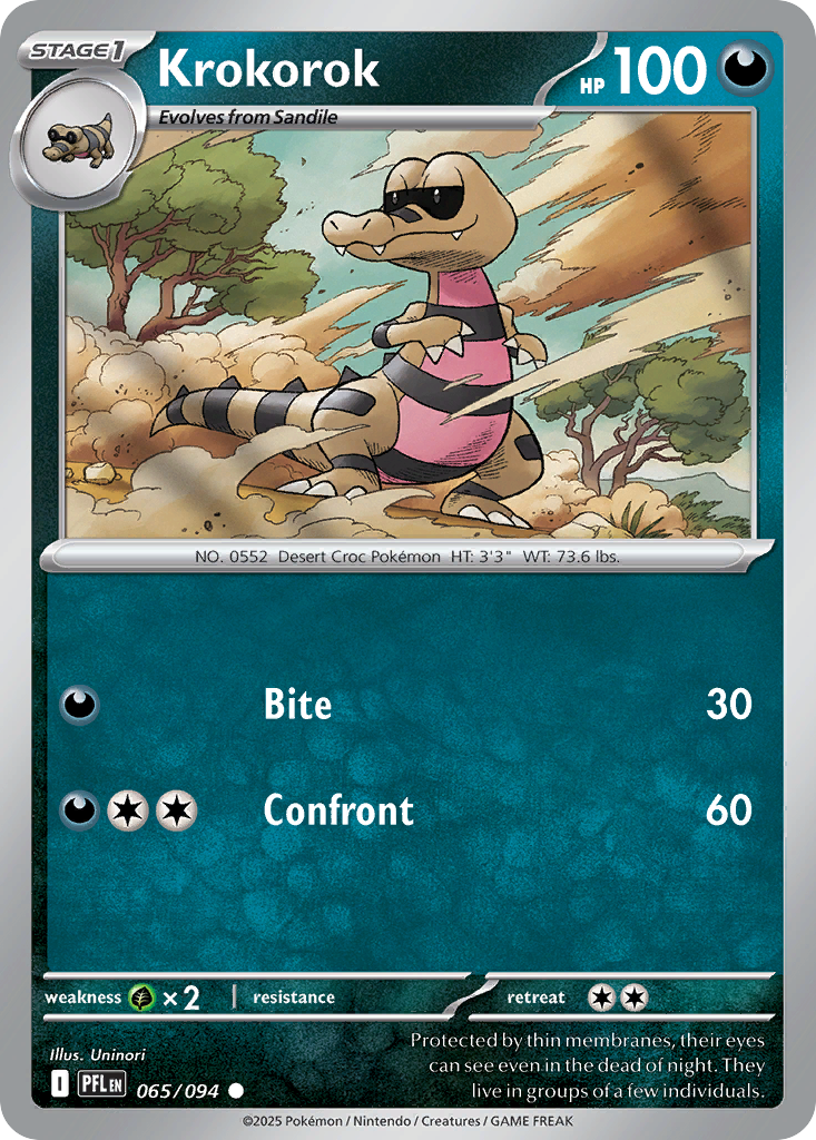 Krokorok 065/094 Phantasmal Flames Pokemon Reverse Holo