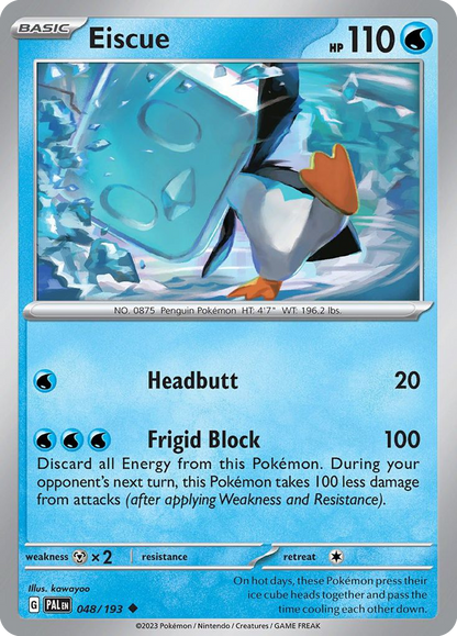 Eiscue 048/193 Paldea Evolved Pokemon Reverse Holo Uncommon NM