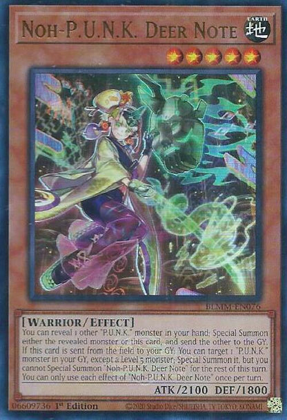 Noh-P.U.N.K. Deer Note BLMM-EN076 Battles of Legend: Monster Mayhem Yu-Gi-Oh 1st Edition NM
