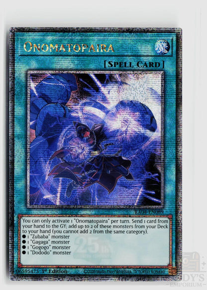Onomatopaira (Quarter Century Secret Rare) RA04-EN089 Yu-Gi-Oh Quarter Century Stampede