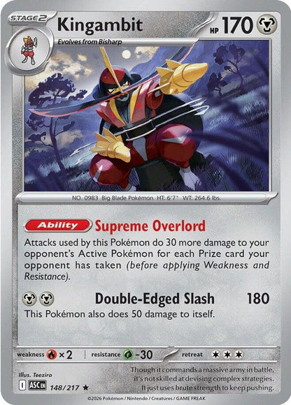 Kingambit 148/217 Ascended Heroes Pokemon Holo Rare NM