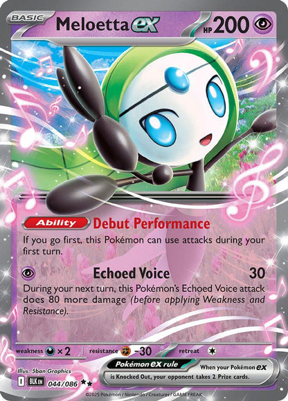 Meloetta ex 044/086 Black Bolt Pokemon Holo Double Rare