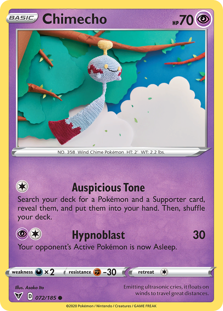 Chimecho 072/185 Vivid Voltage Pokemon Reverse Holo Common NM