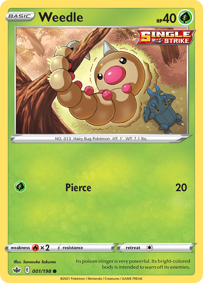 Weedle 001/198 Chilling Reign Pokemon Reverse Holo Common NM