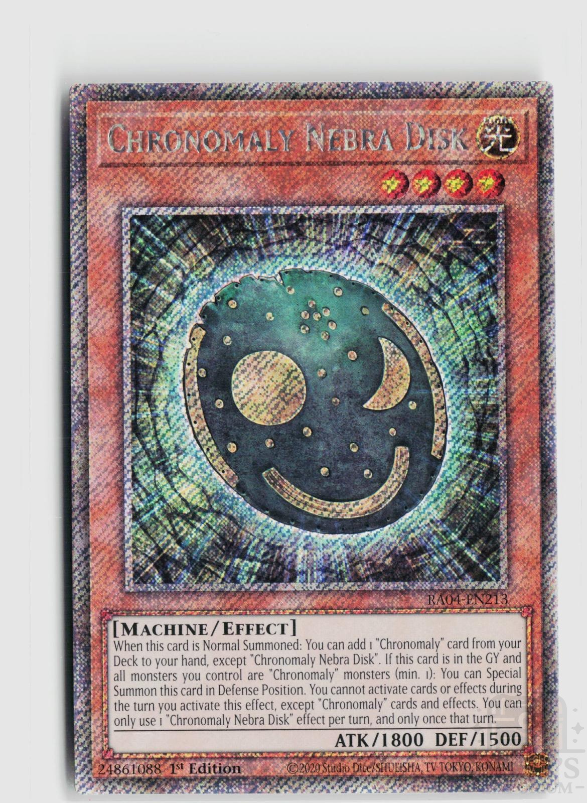 Chronomaly Nebra Disk (Platinum Secret Rare) RA04-EN213 Quarter Century Stampede Yu-Gi-Oh 1st Edition NM