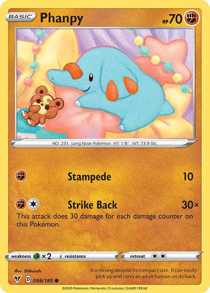 Phanpy 086/185 Vivid Voltage Pokemon Reverse Holo Common NM