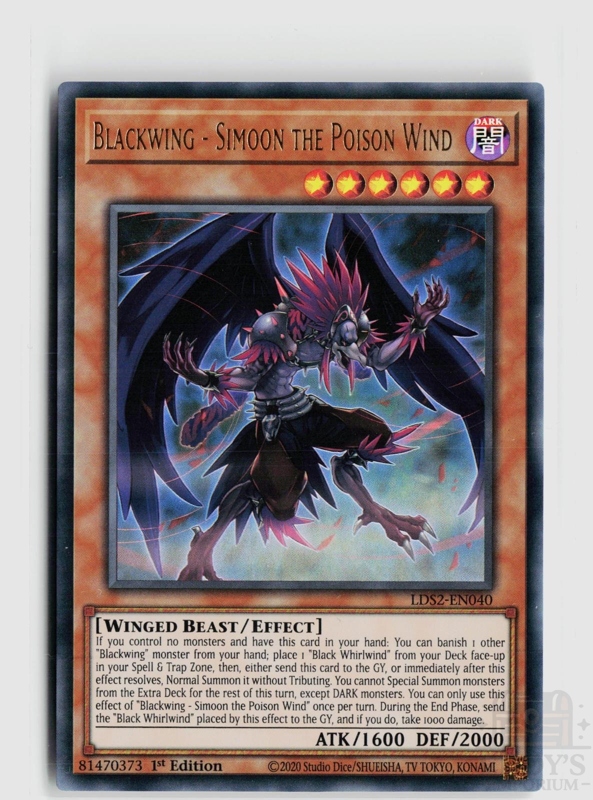 Blackwing - Simoon the Poison Wind LDS2-EN040 Legendary Duelists: Season 2 Yu-Gi-Oh 1st Edition NM