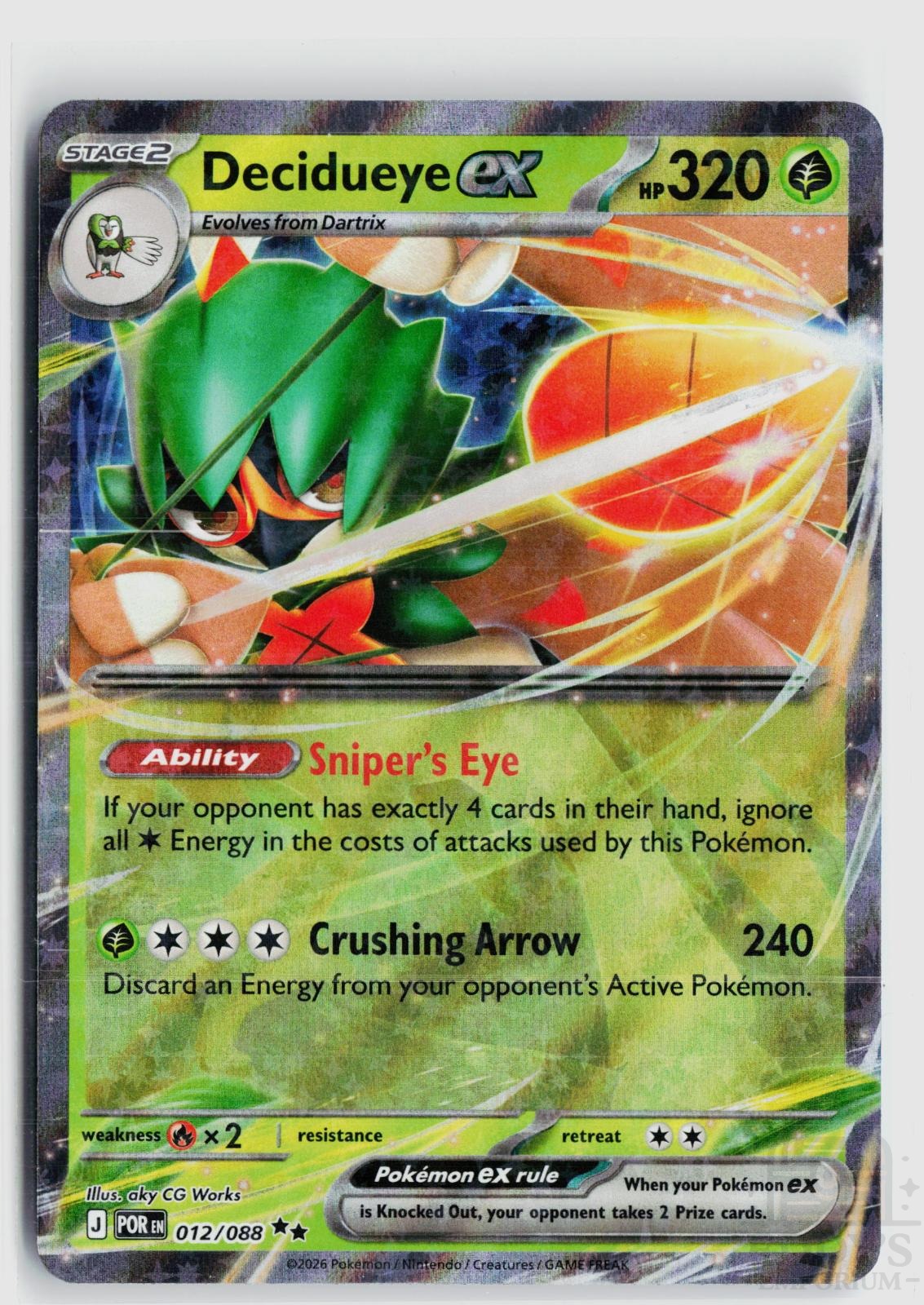 Decidueye ex 012/088 Perfect Order Pokemon Holo Double Rare