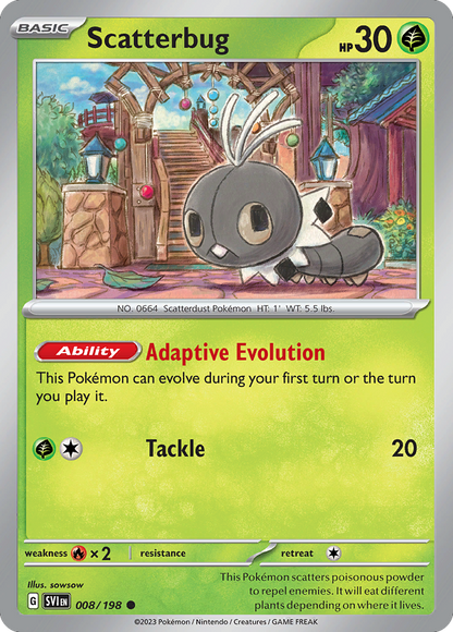 Scatterbug 008/198 Scarlet & Violet Pokemon Reverse Holo Common NM