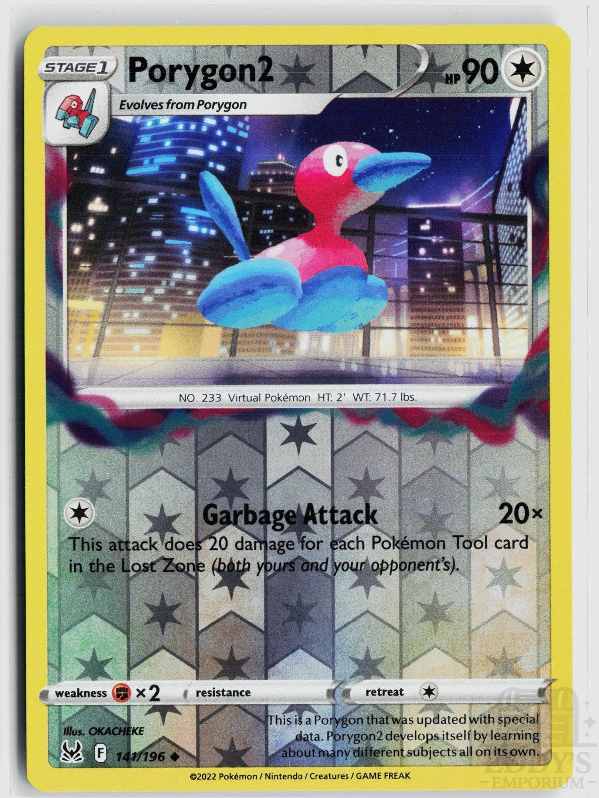 Porygon2 141/196 Lost Origin Pokemon Reverse Holo Uncommon NM