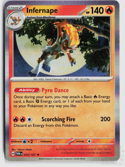 Infernape 033/167 Twilight Masquerade Pokemon Holo Rare NM
