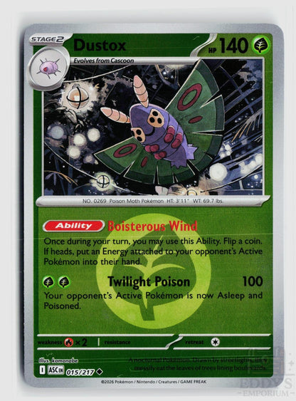 Dustox (Energy Symbol Pattern) 015/217 Ascended Heroes Pokemon Reverse Holo NM