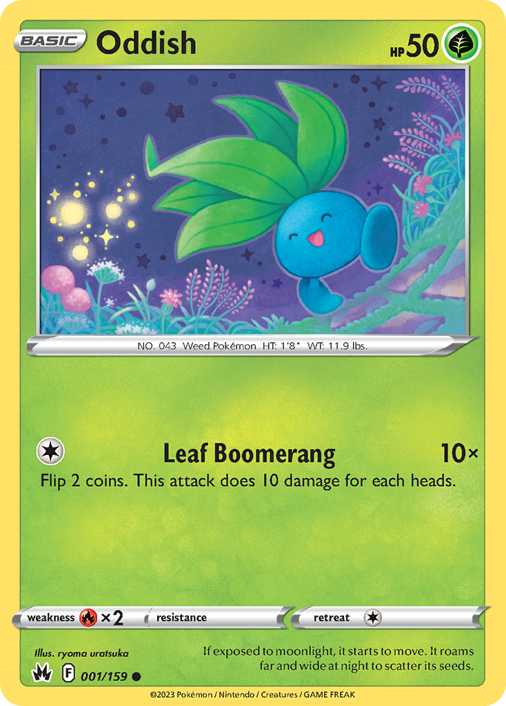 Oddish 001/159 Crown Zenith Pokemon Reverse Holo