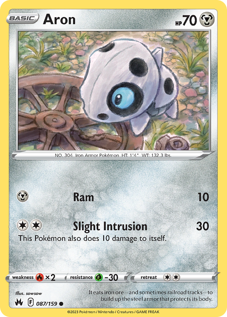 Aron 087/159 Crown Zenith Pokemon Reverse Holo Common NM