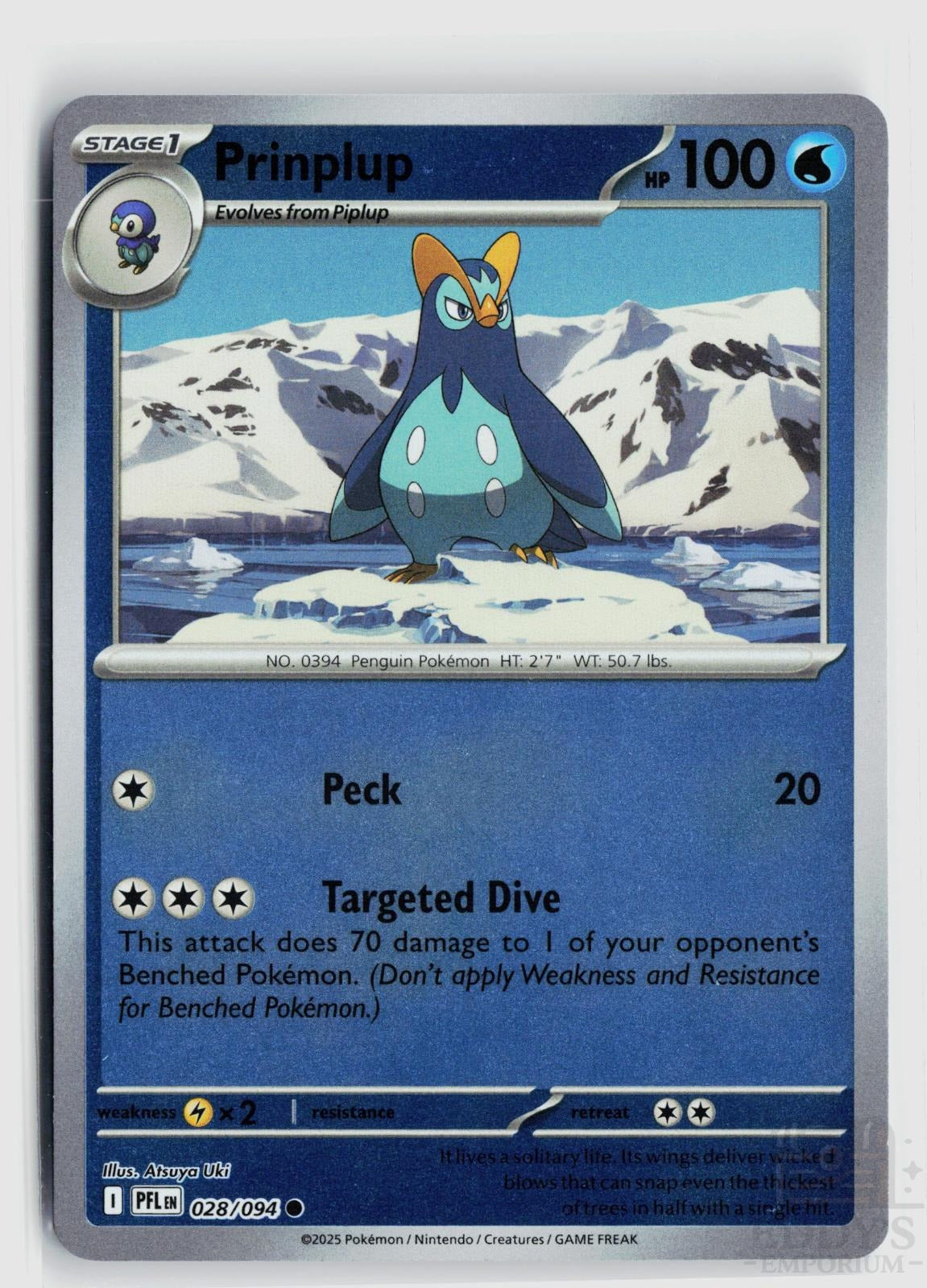 Prinplup 028/094 Phantasmal Flames Pokemon Reverse Holo Common NM