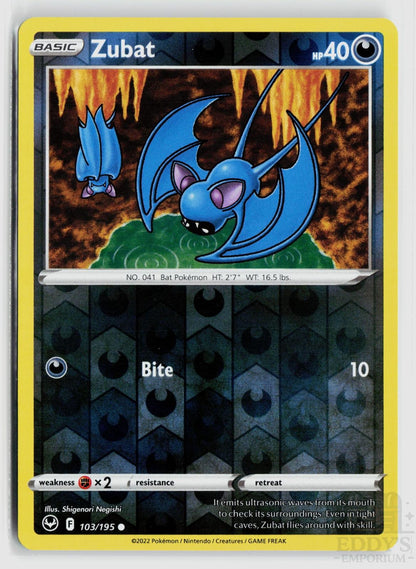 Zubat 103/195 Silver Tempest Pokemon Reverse Holo Common NM