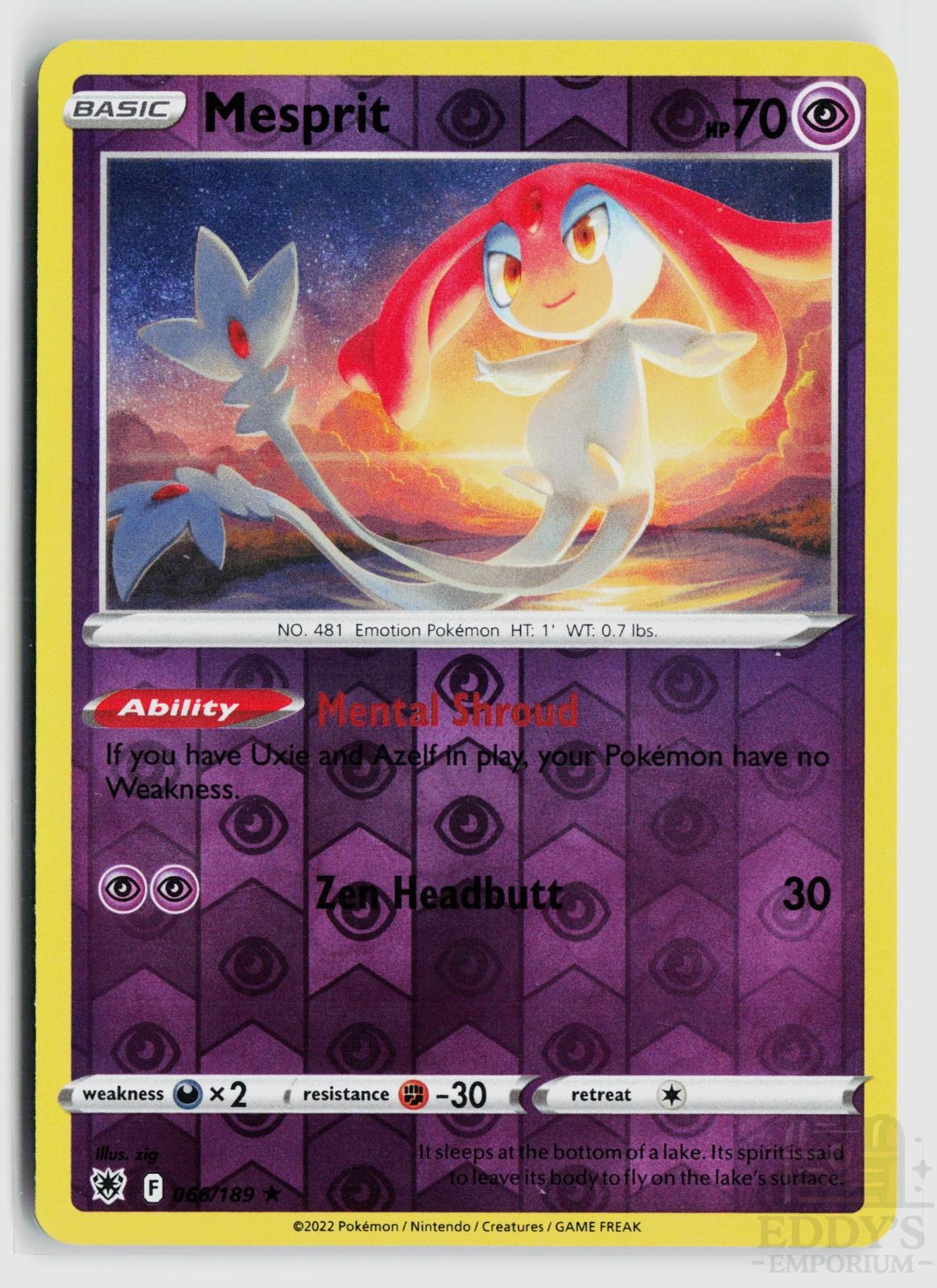 Mesprit 066/189 Astral Radiance Pokemon Reverse Holo Rare NM