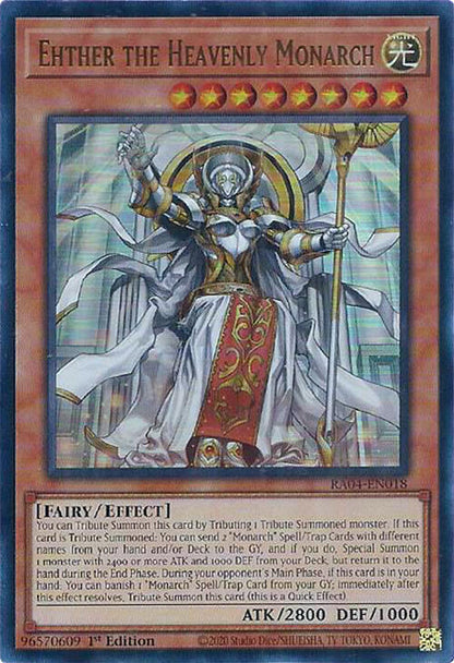 Ehther the Heavenly Monarch (UR) RA04-EN018 Quarter Century Stampede Yu-Gi-Oh 1st Edition NM