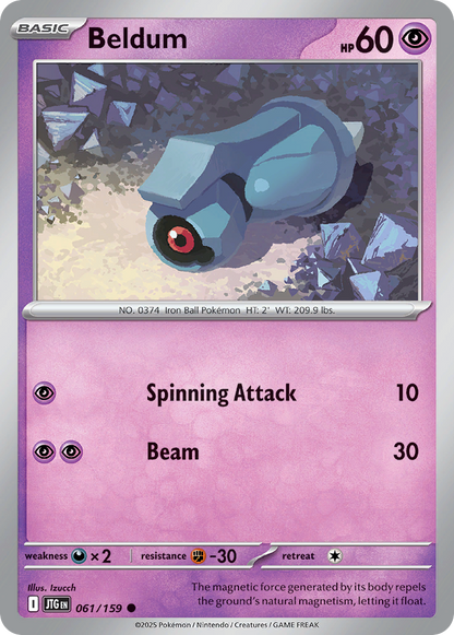 Beldum 061/159 Journey Together Pokemon Reverse Holo Common NM