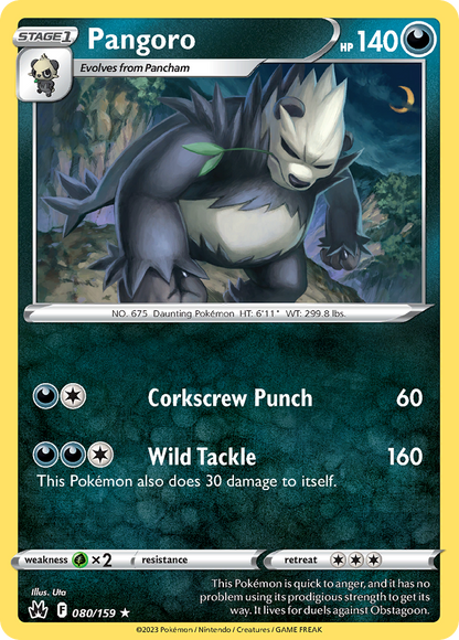 Pangoro 080/159 Crown Zenith Pokemon Reverse Holo Rare NM