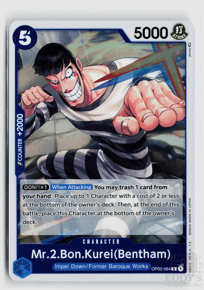 Mr.2.Bon.Kurei (Bentham) OP02-064 Paramount War One Piece Foil Rare