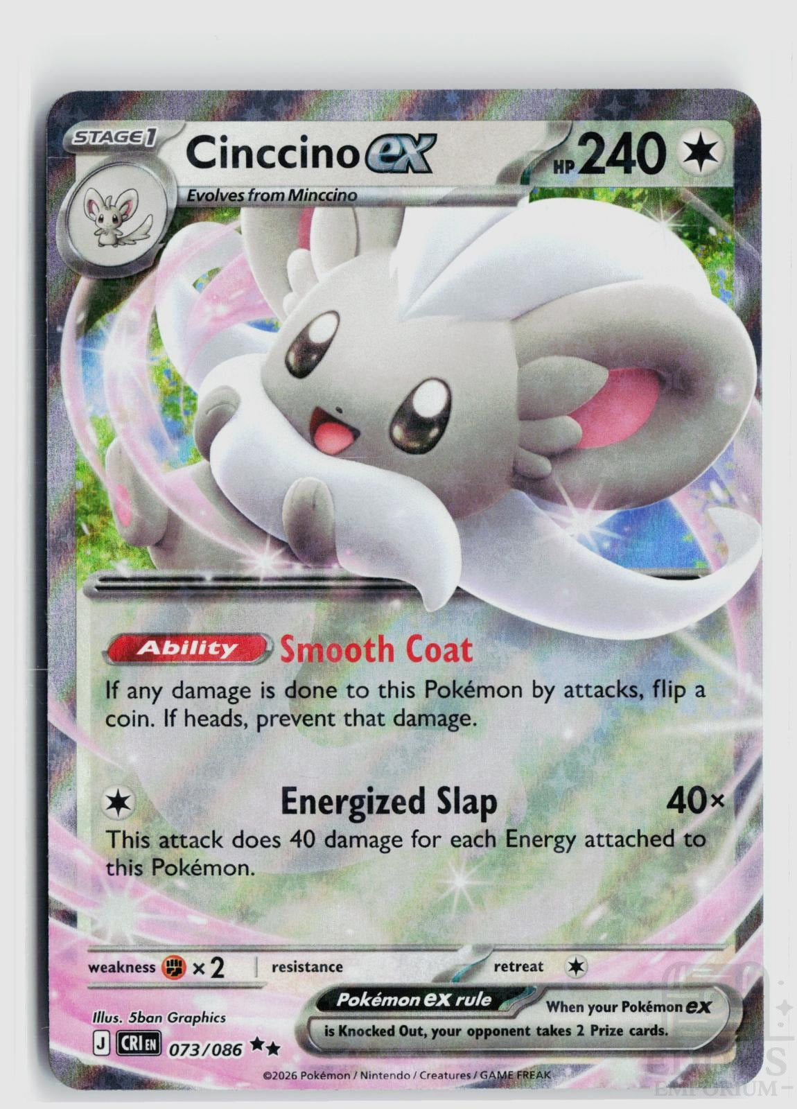 Cinccino ex 073/086 Chaos Rising Pokemon Holo Double Rare