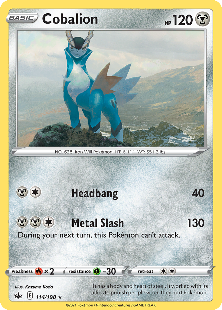 Cobalion 114/198 Chilling Reign Pokemon Reverse Holo Rare NM