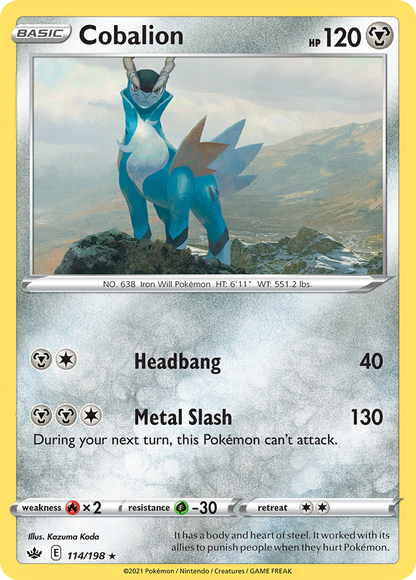 Cobalion 114/198 Chilling Reign Pokemon Reverse Holo Rare NM