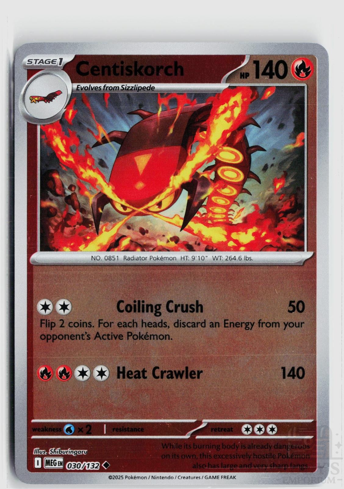 Centiskorch 030/132 Mega Evolution Pokemon Reverse Holo Uncommon NM