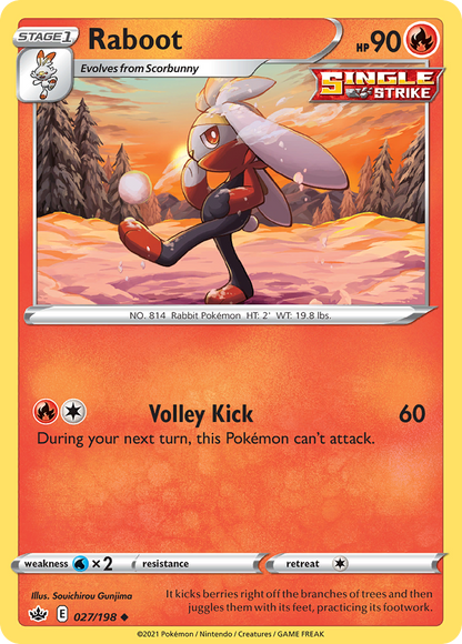 Raboot 027/198 Chilling Reign Pokemon Reverse Holo Uncommon NM