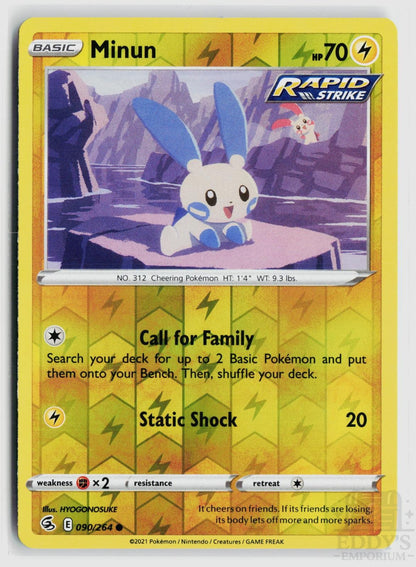 Minun 090/264 Fusion Strike Pokemon Reverse Holo Common NM