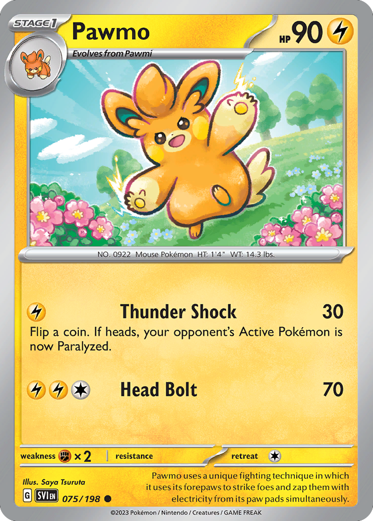 Pawmo 075/198 Scarlet & Violet Pokemon Reverse Holo Common NM