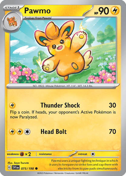 Pawmo 075/198 Scarlet & Violet Pokemon Reverse Holo Common NM
