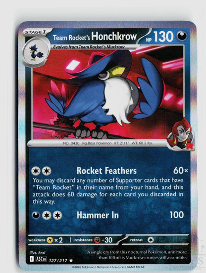 Team Rocket's Honchkrow 127/217 Ascended Heroes Pokemon Holo Rare NM