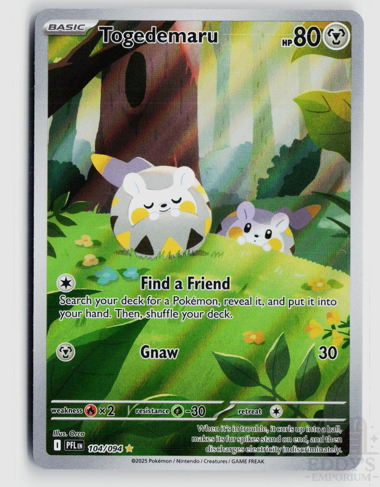 Togedemaru 104/094 Phantasmal Flames Pokemon Holo Illustration Rare