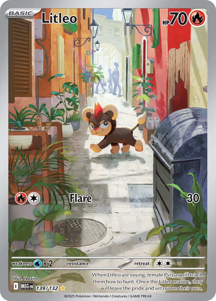 Litleo 139/132 Mega Evolution Pokemon Holo Illustration Rare