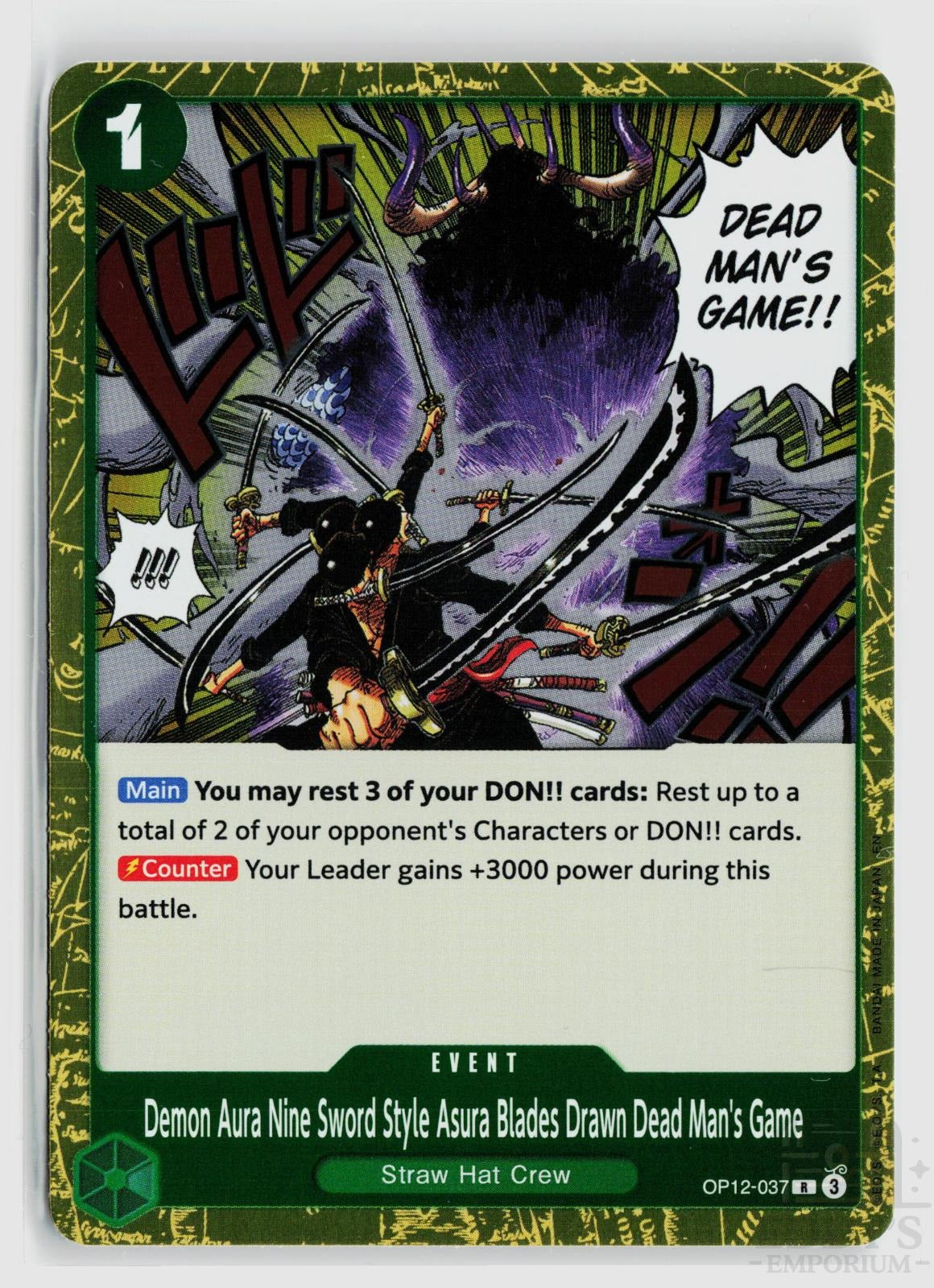 Demon Aura Nine Sword Style Asura Blades Drawn Dead Man's Game OP12-037 Legacy of the Master One Piece Foil