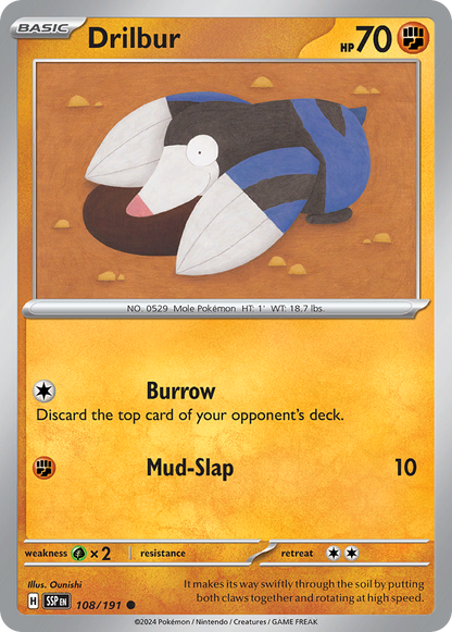 Drilbur 108/191 Surging Sparks Pokemon Reverse Holo Common NM