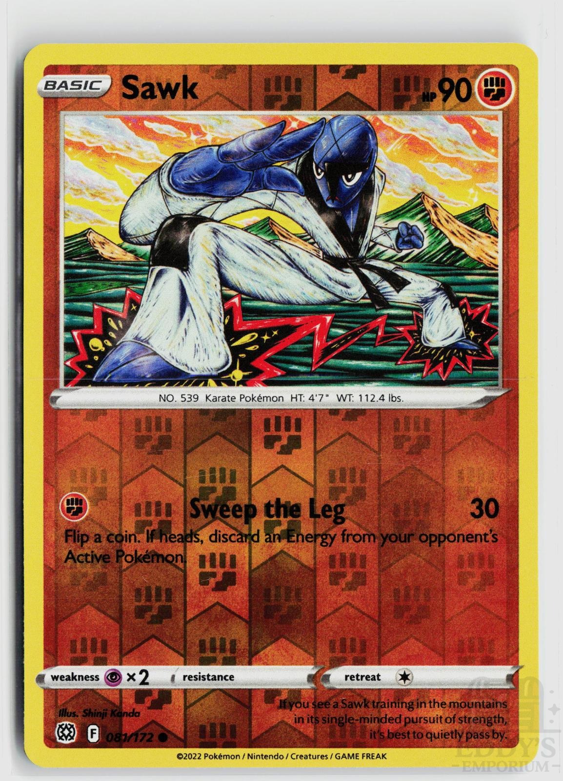 Sawk 081/172 Brilliant Stars Pokemon Reverse Holo Common NM