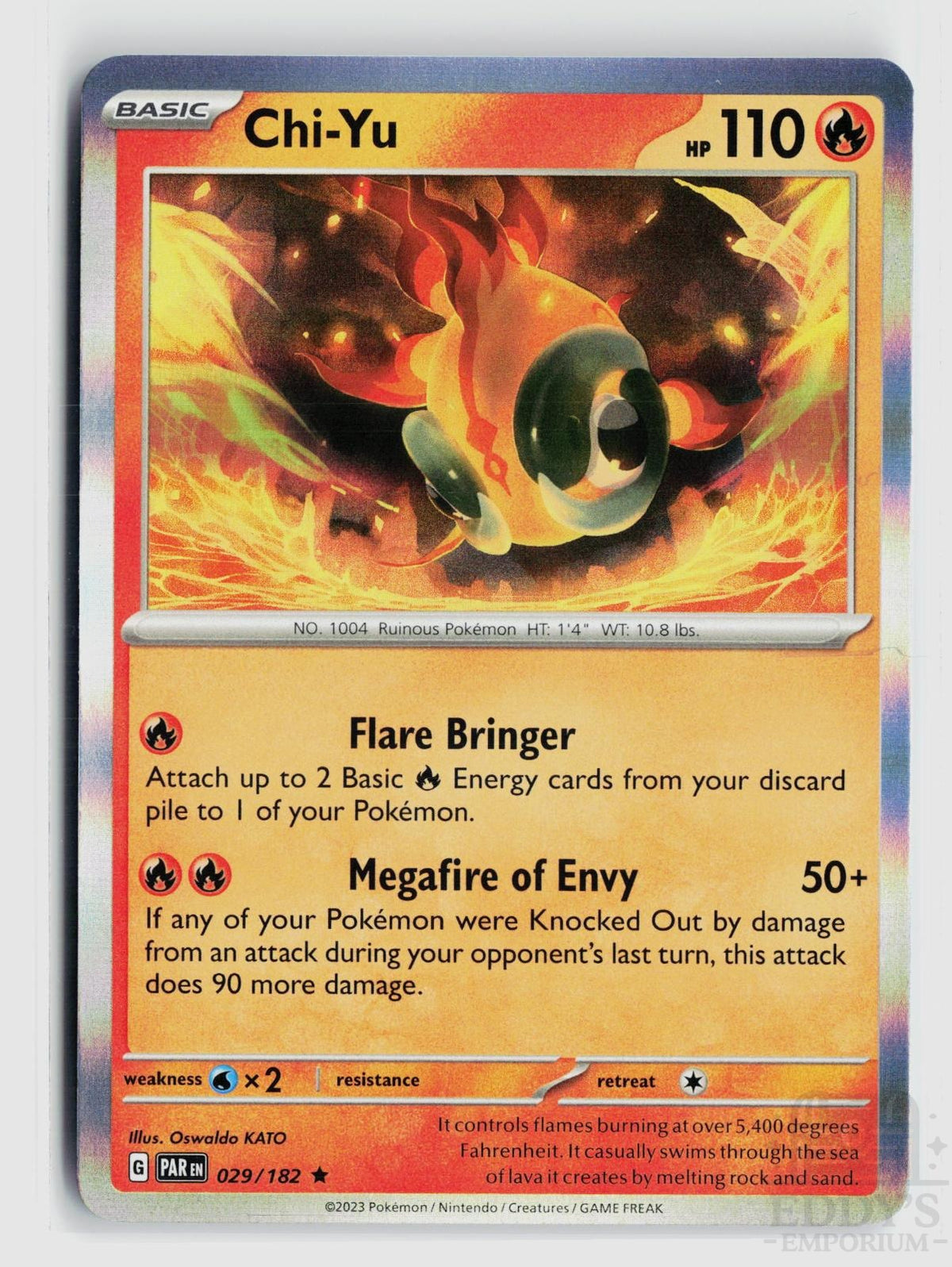 Chi-Yu 029/182 Paradox Rift Pokemon Holo Rare NM