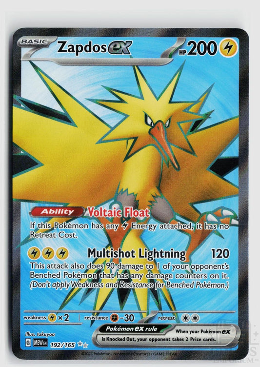 Zapdos ex 192/165 151 Pokemon Holo Ultra Rare