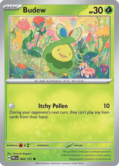 Budew 004/131 Prismatic Evolutions Pokemon Reverse Holo