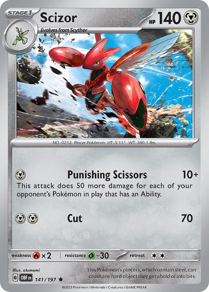 Scizor 141/197 Obsidian Flames Pokemon Holo Rare NM