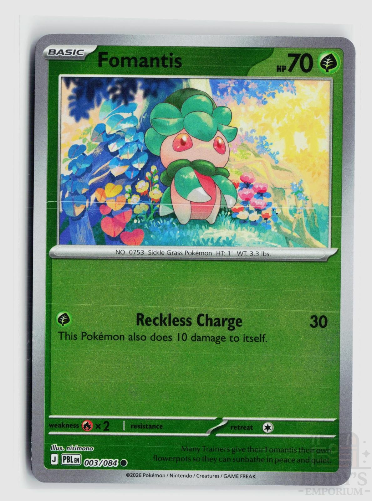 Fomantis 003/084 Pitch Black Pokemon Reverse Holo