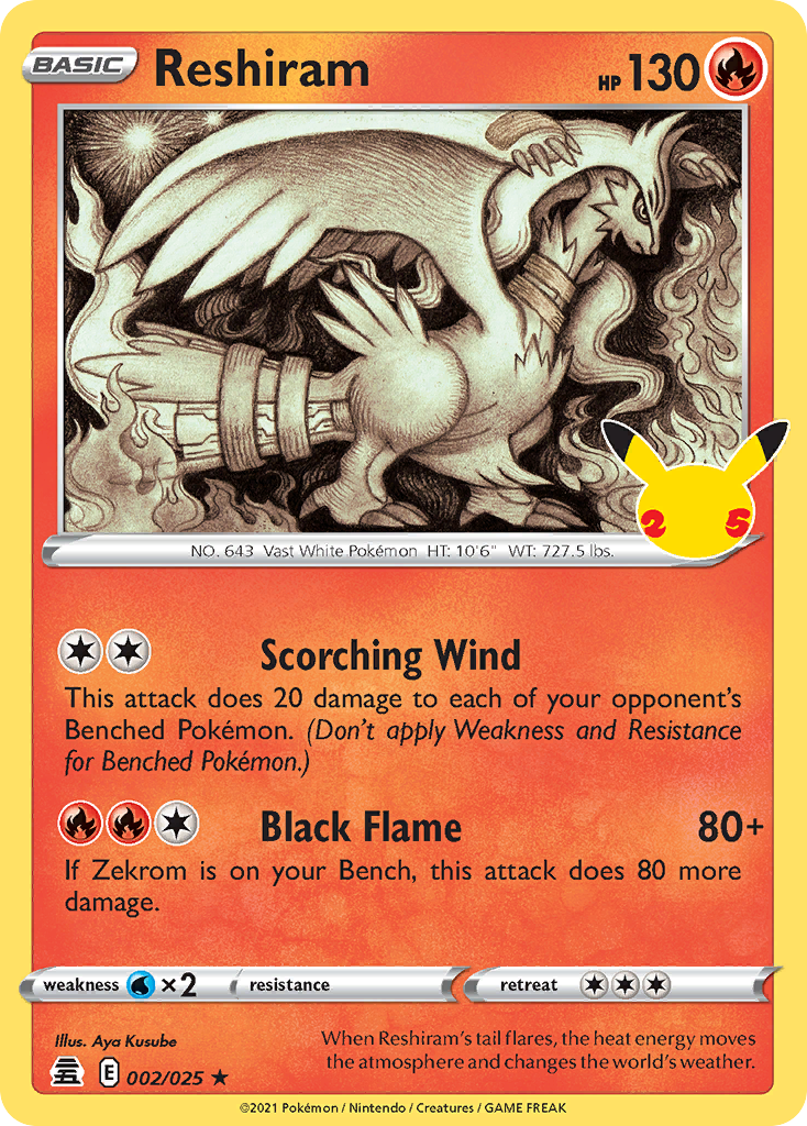 Reshiram 002/025 Celebrations Pokemon Holo