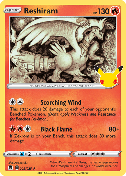 Reshiram 002/025 Celebrations Pokemon Holo