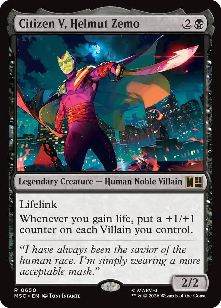 Citizen V, Helmut Zemo 650 Commander: Marvel Super Heroes Magic: The Gathering