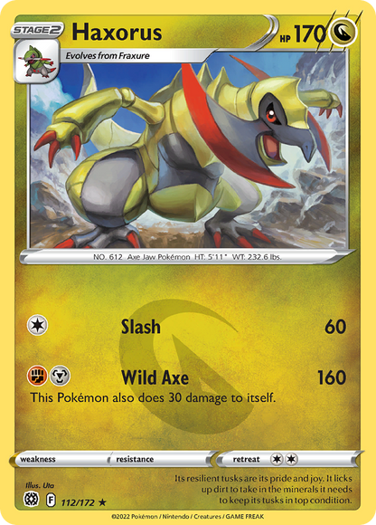 Haxorus 112/172 Brilliant Stars Pokemon Reverse Holo Rare NM
